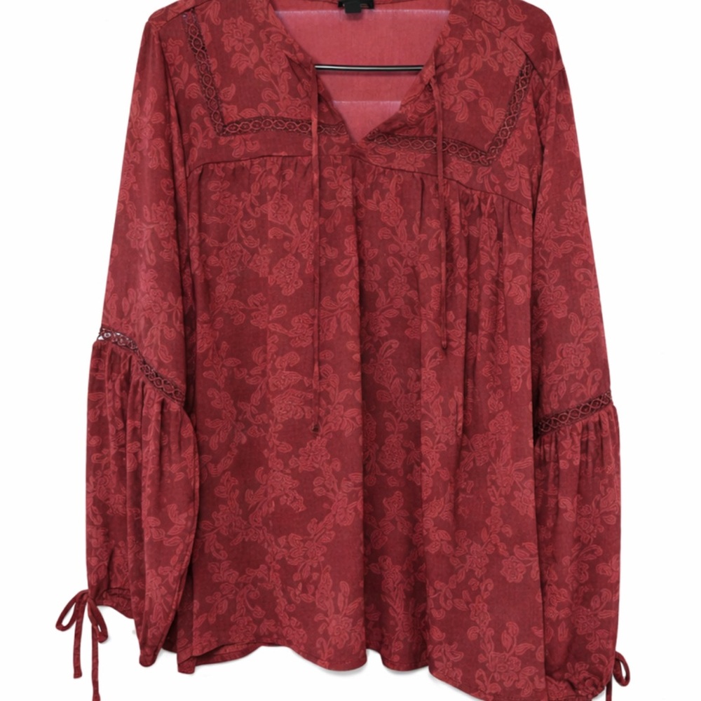 Torrid Burgundy Floral Lace Blouse